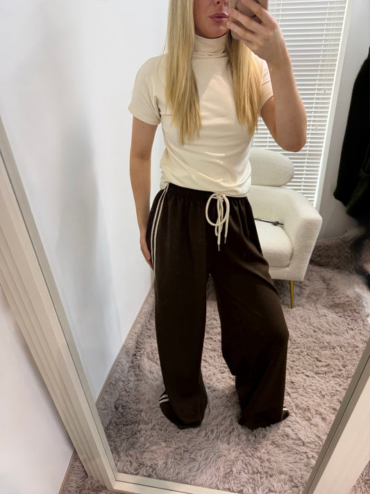 Beige High Neck Fitted Top