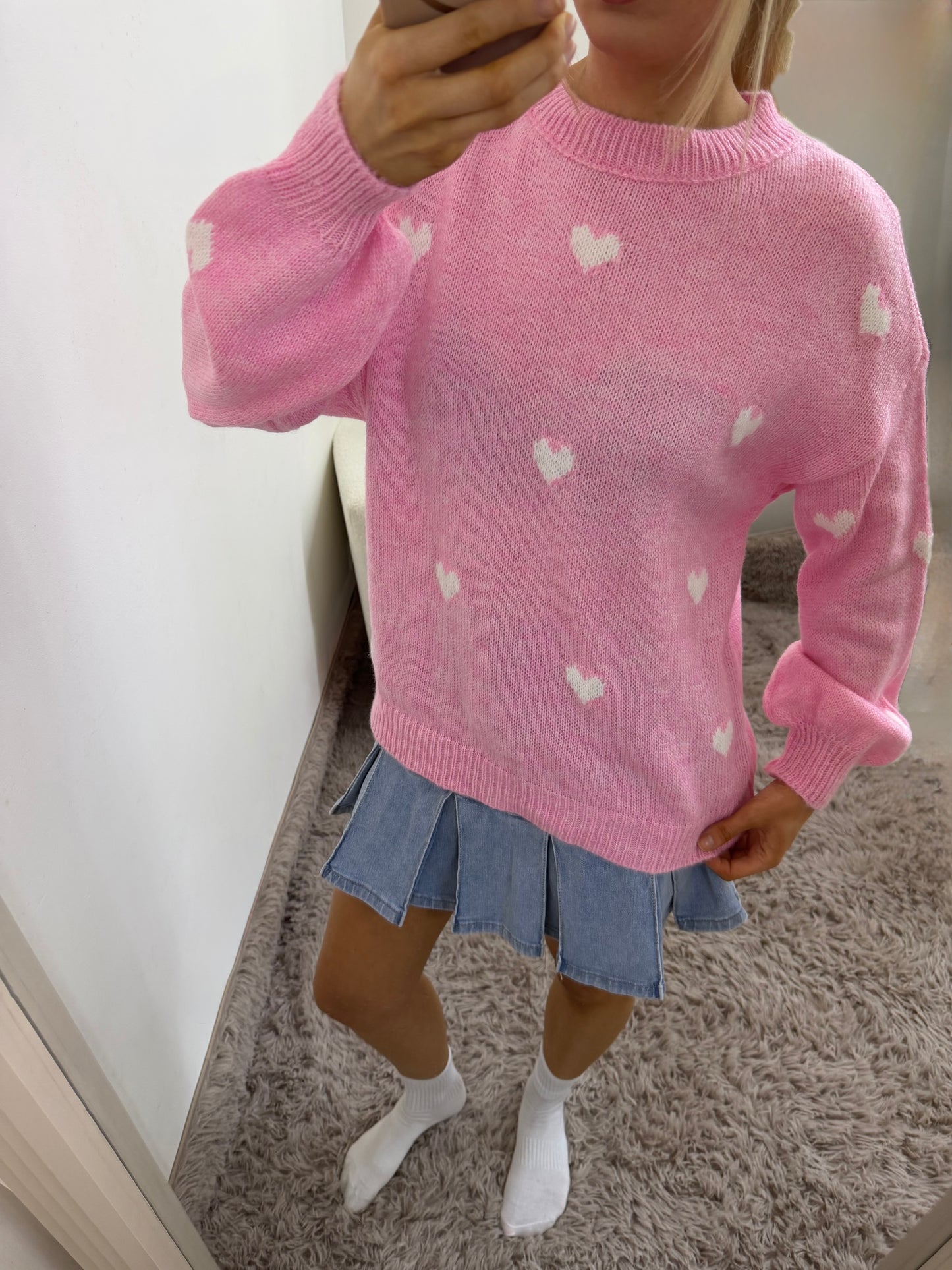Pink Heart Knit Jumper