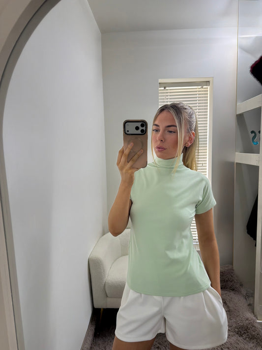 Mint High Neck Fitted Top