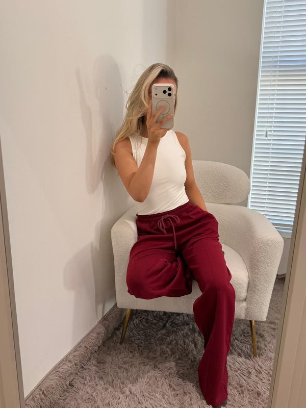 Burgundy Smart Causal Jogger Trousers