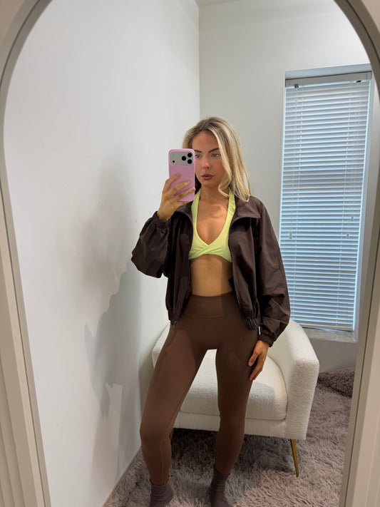 Brown Lightweight Zip-Up Fitness Jacket