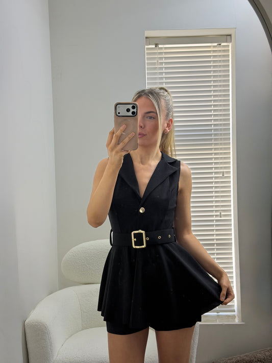 Black Tailored Blazer Playsuit