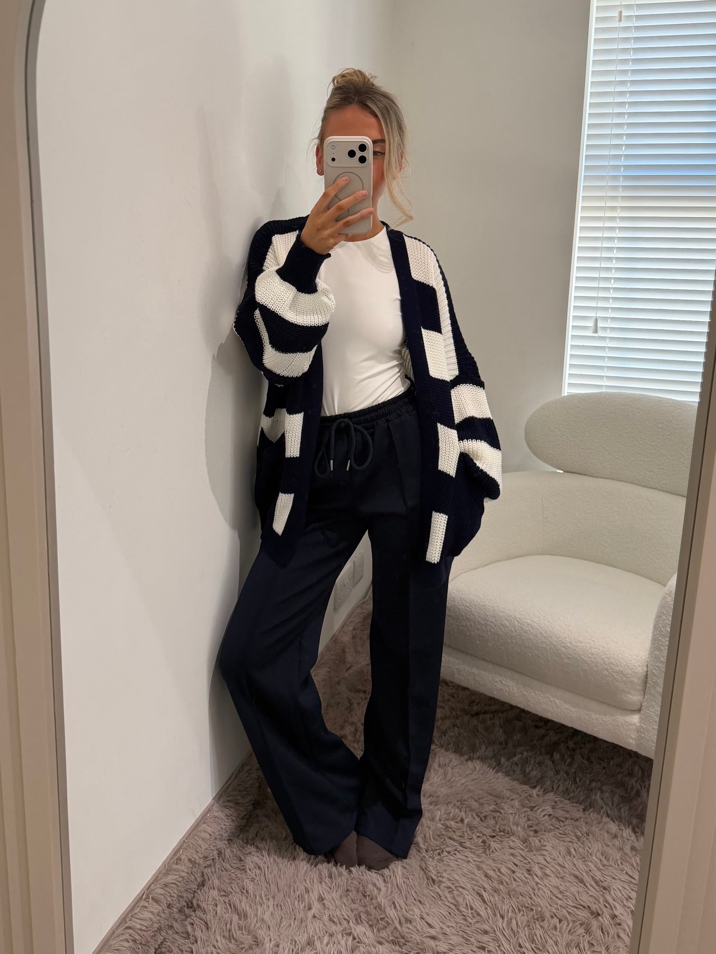 Navy Smart Causal Jogger Trousers