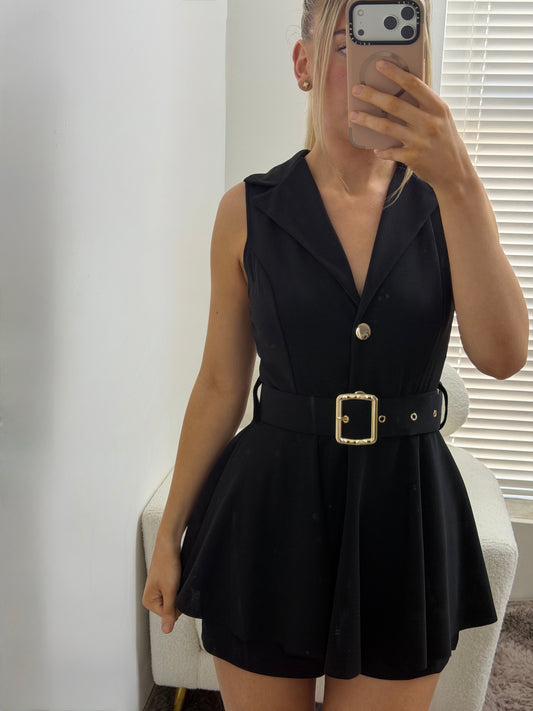 Black Tailored Blazer Playsuit