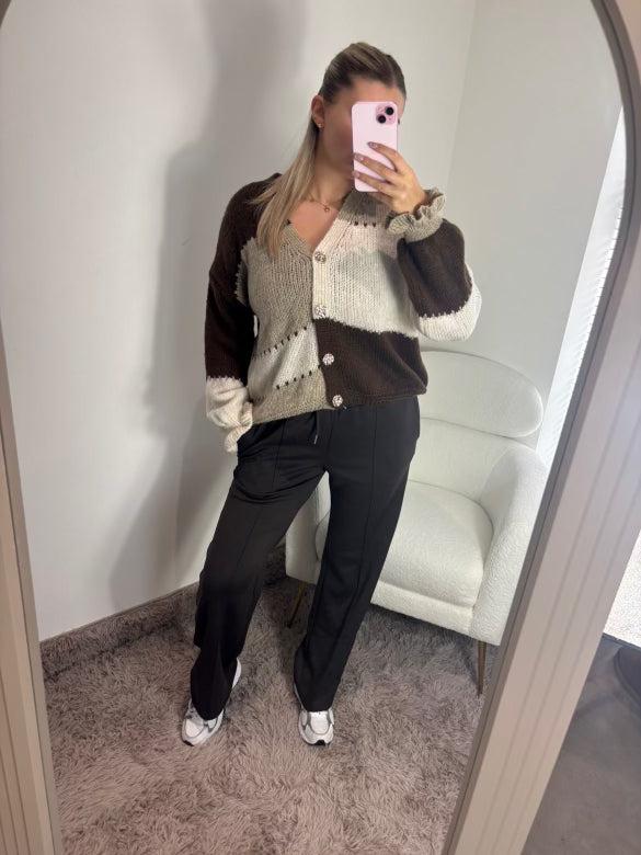 Coffee & Cream Knit Button - Up Cardigan