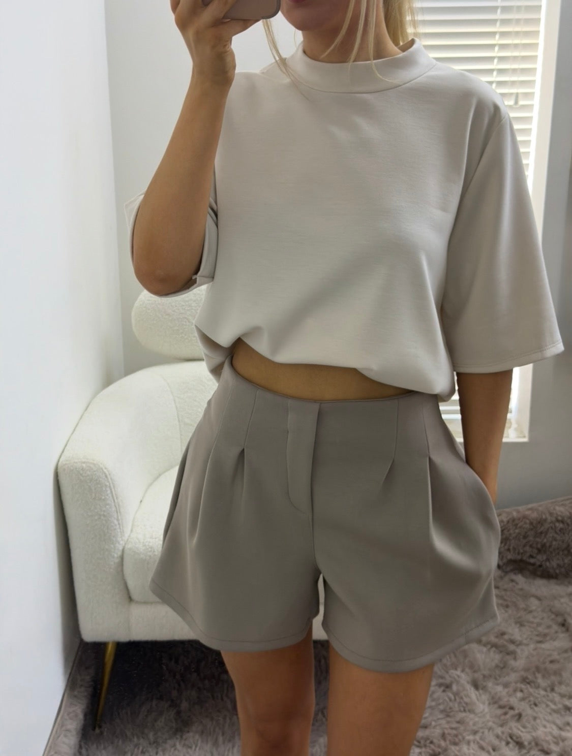 Mocha Tailored High-Waisted Shorts