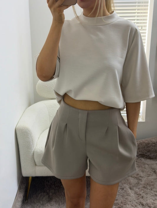 Mocha Tailored High-Waisted Shorts