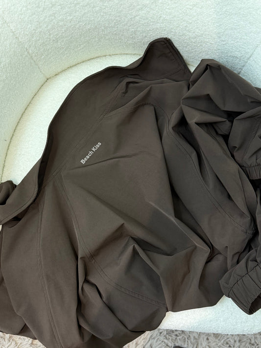 Brown Lightweight Zip-Up Fitness Jacket