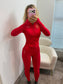 Red Scrunch Bum Leggings & Jacket Set