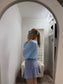 Frill Denim Mini Skort Light Blue