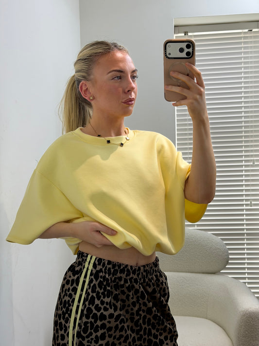 Lemon Balloon Hem Crop Soft Touch Top