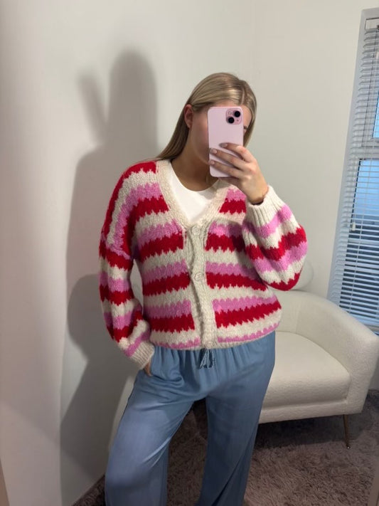 Strawberry Sorbet Striped Cardigan