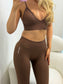 Chocolate V Back Scrunch Bum Leggings & Bra Set