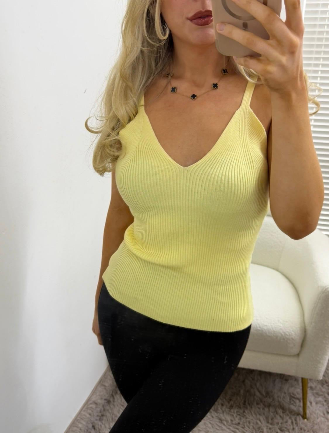 Lemon Glow Ribbed Knit Tank
