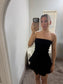 Black Shirred Bandeau Playsuit
