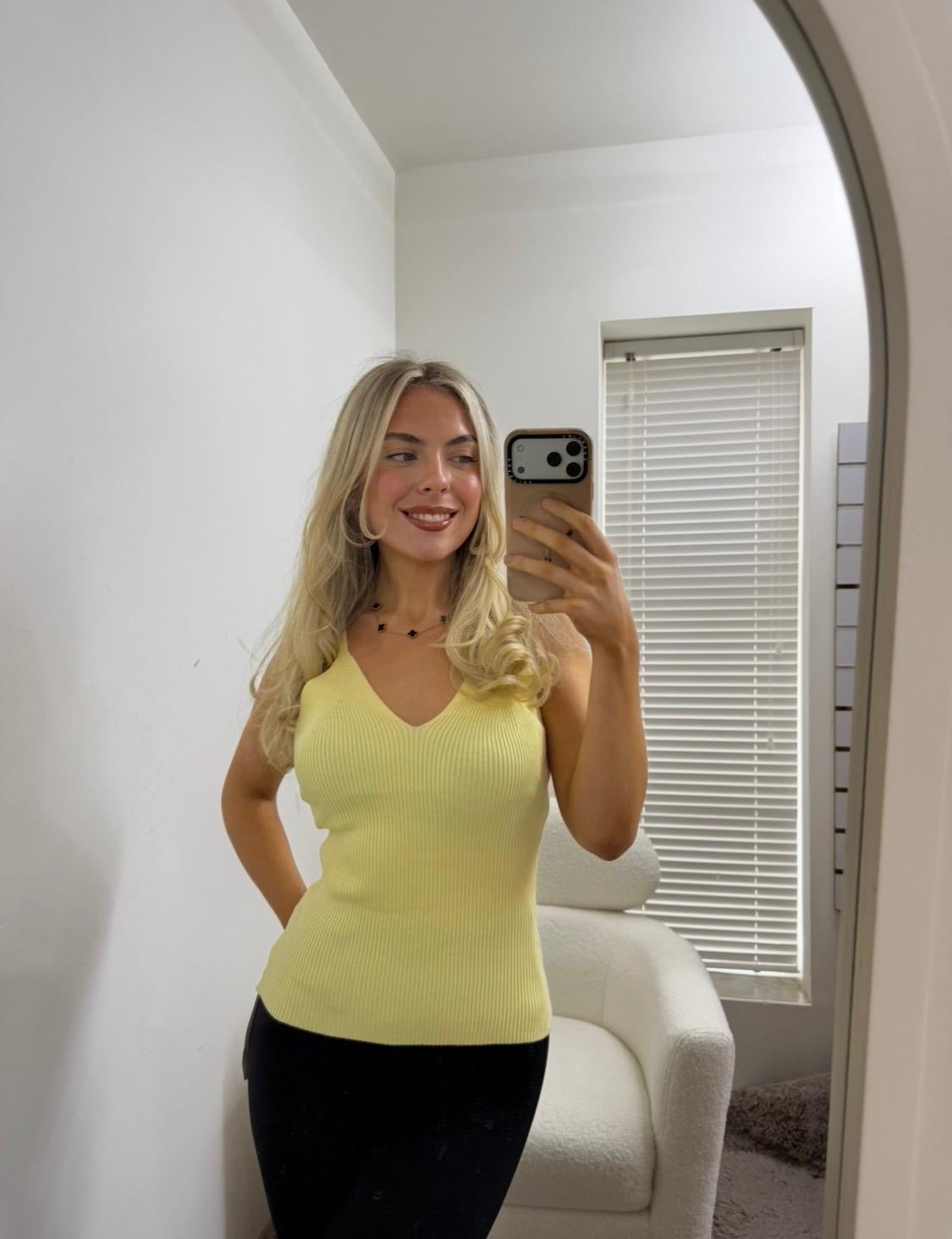 Lemon Glow Ribbed Knit Tank