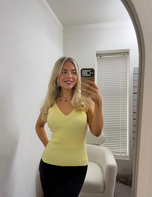 Lemon Glow Ribbed Knit Tank