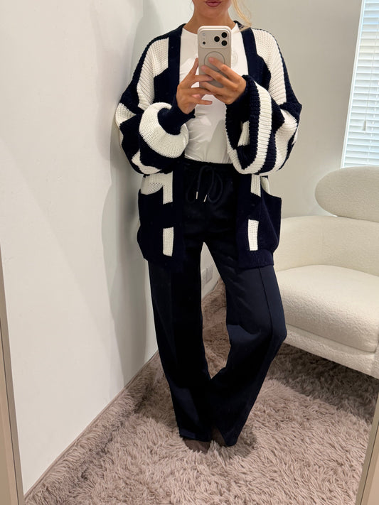 Navy Smart Causal Jogger Trousers