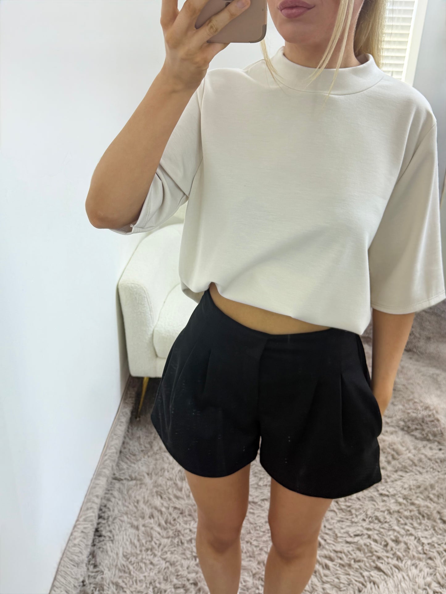 Black Tailored High Waisted Shorts