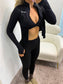 Black V Back Scrunch Bum Leggings & Jacket Set
