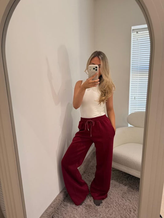 Burgundy Smart Causal Jogger Trousers