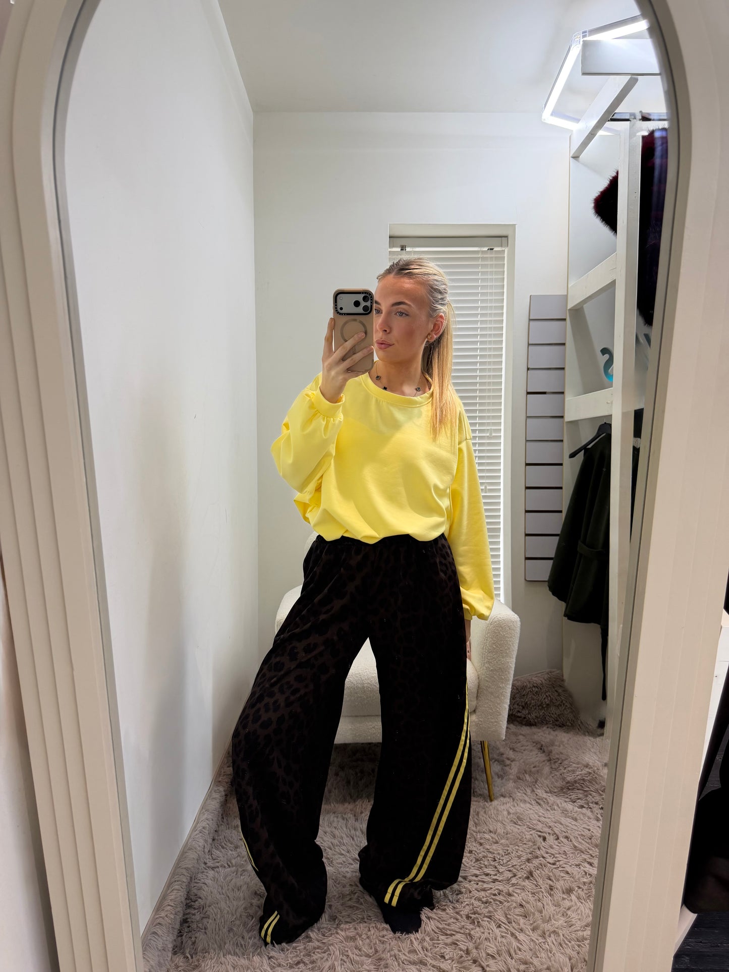Yellow Soft Touch Balloon Hem Lightweight Jumper