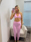 Pink Milkshake Padded Twist Halter Sports Bra & Leggings Set