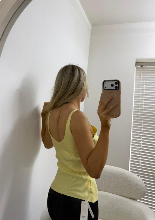 Lemon Glow Ribbed Knit Tank