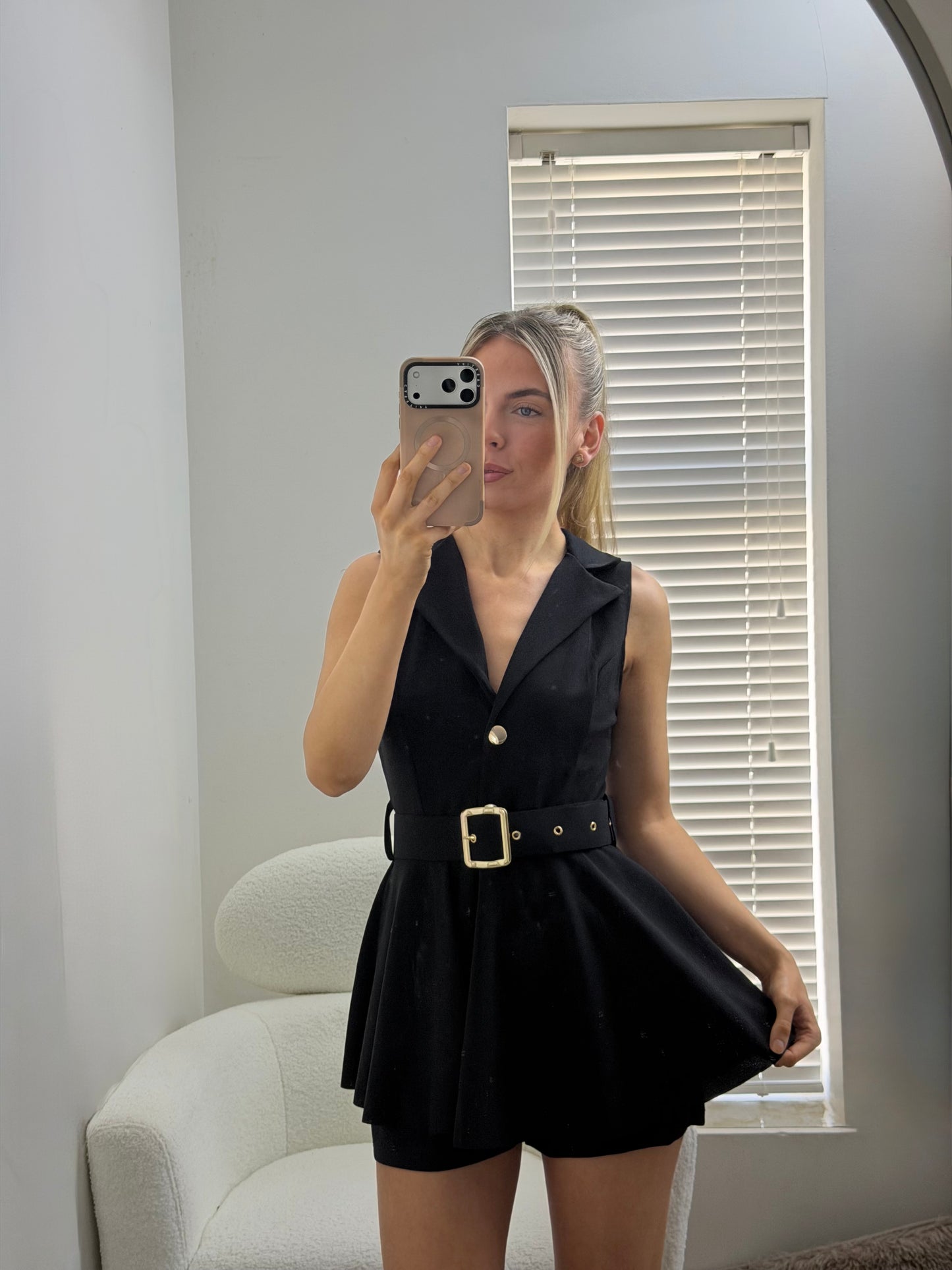Black Tailored Blazer Playsuit