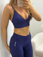 Navy V Back Scrunch Bum Leggings & Bra Set
