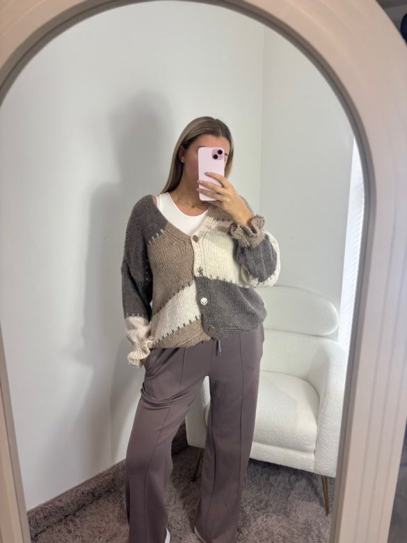 Beige & Cream Knit Button - Up Cardigan