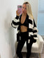 Black & White Stripped Open Cardigan