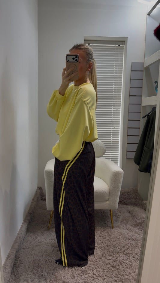 Statement Leopard Stripe Trousers Yellow